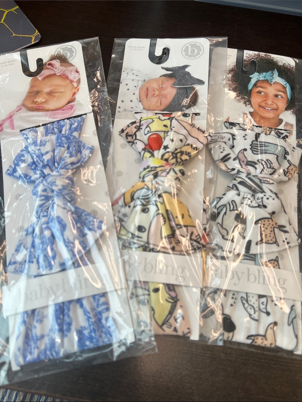Baby Bling Blue Tie-Dye Infant Headwrap Set 5 head bands